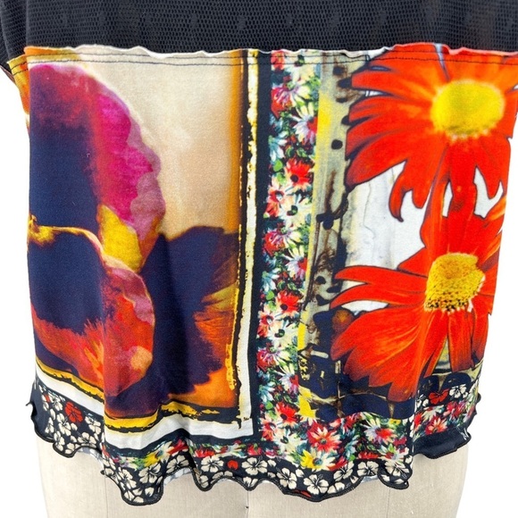 Jean Paul Gautier Soleil Vintage Tribal Floral Mixed Pattern Short Sleeve Tee - Picture 4 of 10